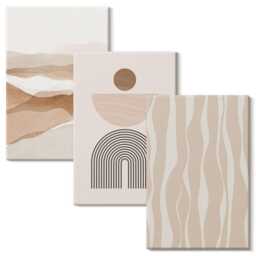 Canvas Art Set Of 3 - Landscape, Natural Shapes & Geometry, Beige Wall Print, Abstract Decor - thumbnail 2