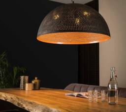 Farmhouse Dome Pendant Light, Black & Gold Chandelier Lighting - thumbnail 1