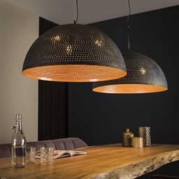 Farmhouse Dome Pendant Light, Black & Gold Chandelier Lighting - thumbnail 3
