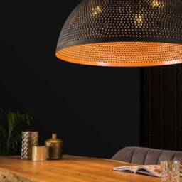 Farmhouse Dome Pendant Light, Black & Gold Chandelier Lighting - thumbnail 2