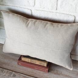 Chestnut Brown Faux Leather Lumbar Pillow Cover With Decorative Stitches/Modern Scandinavian Homes-1Qty - thumbnail 3