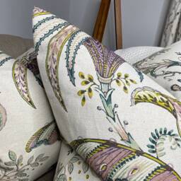 Clarke & Clark Ophelia Cushion Cover Pillow - Double Sided , Patterned Leaves in Multicoloured Colourway Linen Cotton Blend - thumbnail 2