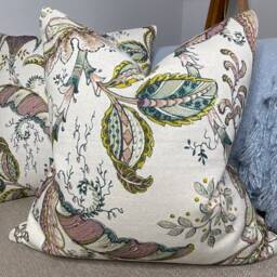 Clarke & Clark Ophelia Cushion Cover Pillow - Double Sided , Patterned Leaves in Multicoloured Colourway Linen Cotton Blend - thumbnail 4