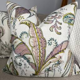 Clarke & Clark Ophelia Cushion Cover Pillow - Double Sided , Patterned Leaves in Multicoloured Colourway Linen Cotton Blend - thumbnail 3