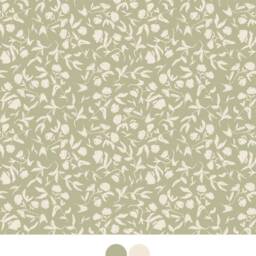 Sage Floral Fitted Crib Sheet Ivory Blooms, Green Cot Sheet , Custom Made Cotton Woven - thumbnail 3