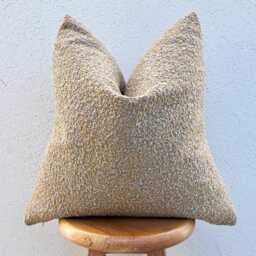 Mustard Beige Boucle Pillow Cover, Neutral Euro Sham Or Lumbar Cushion For Couch, Bed - 11 Color Options - thumbnail 2