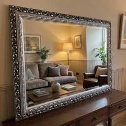 "Antique Silver Shabby Chic Ornate Decorative Wall Mirror 36""x26" - thumbnail 2