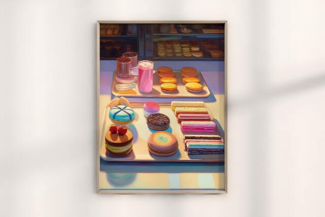 Wayne Thiebaud Patisserie in Paris Print, French Bakery Art, Vintage Parisian Illustration, Dessert Print - image 1