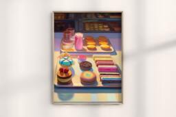 Wayne Thiebaud Patisserie in Paris Print, French Bakery Art, Vintage Parisian Illustration, Dessert Print - thumbnail 1
