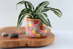 Millefiori Polymer Clay Planter Colorful Ceramic Plant Pot With Drainage