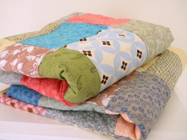 Full Size Patchwork Quilt Traditional Scrappy Picnic Blanket - 81x81 Cooler Shades Of Color - image 1