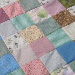 Full Size Patchwork Quilt Traditional Scrappy Picnic Blanket - 81x81 Cooler Shades Of Color - thumbnail 4
