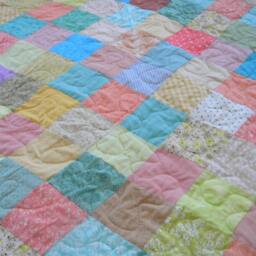 Full Size Patchwork Quilt Traditional Scrappy Picnic Blanket - 81x81 Cooler Shades Of Color - thumbnail 3