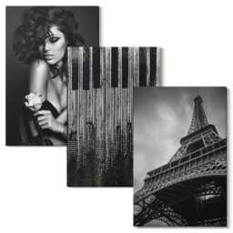 3 Piece Canvas Set - Portrait Of A Woman, The Eiffel Tower, & Piano Pattern, Black White Wall Art Canvas, Artwork Decor - thumbnail 2