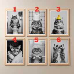 Giraffe in The Bathroom Print - Home Prints Funny Poster Room Art Wall Black & White Colour Pop - thumbnail 2