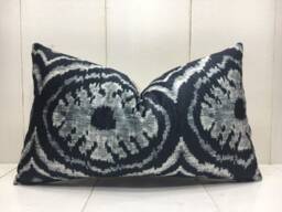 Handwoven Silk Ikat Pillow Cover 12x20 - Modern Accent Cushion - thumbnail 1