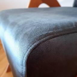 Mid Century Armchair & Ottoman Set Dark Grey Upholstery, Solid Beech Frame, Handmade - thumbnail 3