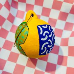 Colourful Hand Painted Ceramic Christmas Bauble - thumbnail 2