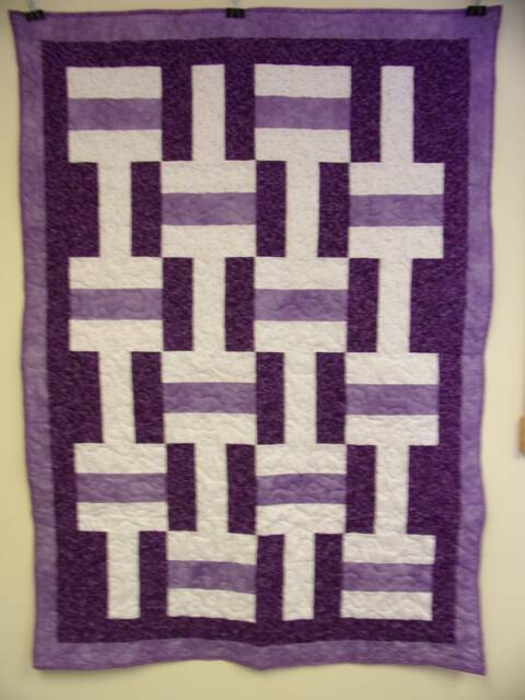 "Handmade Purple Fence Rail Quilt Lap Throw - 47"" X 65" - image 1