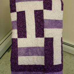 "Handmade Purple Fence Rail Quilt Lap Throw - 47"" X 65" - thumbnail 4