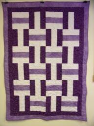 "Handmade Purple Fence Rail Quilt Lap Throw - 47"" X 65"