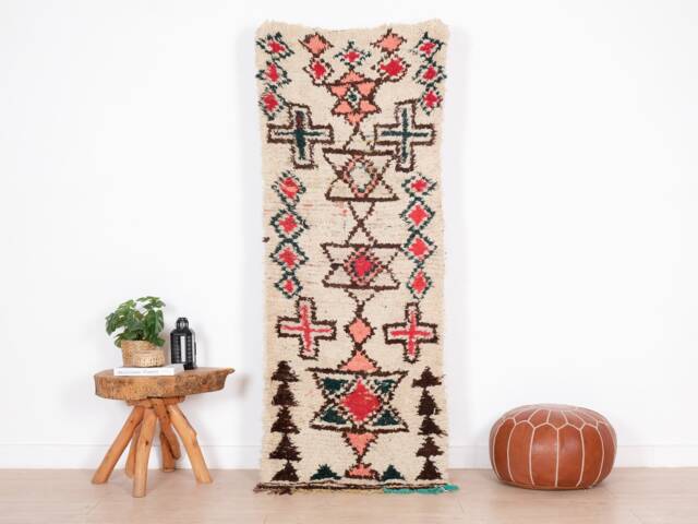 Moroccan Runner Rug 3x7 Ft, Vintage Berber Runner, Handwoven Wool Rug, Tribal Bohemian Hallway 80x207 cm - image 1