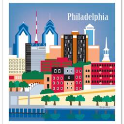 Philadelphia Skyline Art Print, Map Print, Philadelpia Pa Retro Style Vertical, Loose Petals City - Style E8-O-Phi - thumbnail 3