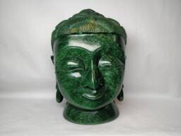 Green Jade Gautam Buddha Bust Statue, Gemstone Figurine, Spiritual Religious Altar Home Decor Gift - thumbnail 1