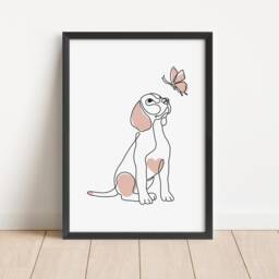 Boho Dog Line Art Print Set Love Heart Puppy Decor - Unframed - thumbnail 2