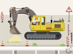 Maxi Excavator Wall Decal Construction Site - Personalized - Children's Room With Name Vehicle Sticker Hand-Drawn Made in Germany