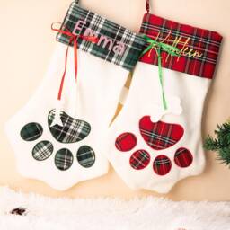 Personalized Pet Stockings, Custom Christmas Stocking, Dog Cat Paw Stocking, Holiday Stockings, Christmas Gift, 2025 Family Stocking, Xmas Decor - thumbnail 3