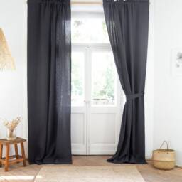 Charcoal Linen Curtain Tie Back, Heavy Hold-Back - thumbnail 3