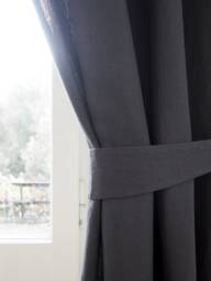 Charcoal Linen Curtain Tie Back, Heavy Hold-Back