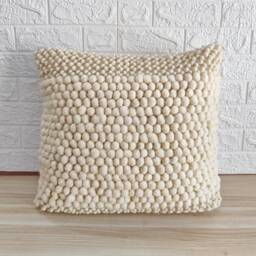 Ivory Off White Chunky Loops Wool Cotton Hand Loom Woven 16x16, 18x18, 20x20, 22x22 Inches Boho Throw Pillow Case Decorative Cushion Cover