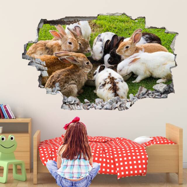 Cute Rabbits Wall Decal Sticker Mural Poster Print Art Kids Bedroom Home Decor Ev10 - image 1