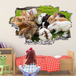 Cute Rabbits Wall Decal Sticker Mural Poster Print Art Kids Bedroom Home Decor Ev10 - thumbnail 1