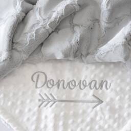Personalized Baby Blanket - Arrow Minky Girl With Name Monogram - thumbnail 2