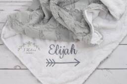 Personalized Baby Blanket - Arrow Minky Girl With Name Monogram - thumbnail 1