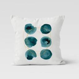 Abstract Cushion Cover-Geometric Turquoise Pillow Case-Garden Party Cushion Cover-Housewarming Case-Gift For Her-Handmade Material - thumbnail 2