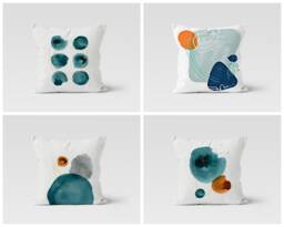 Abstract Cushion Cover-Geometric Turquoise Pillow Case-Garden Party Cushion Cover-Housewarming Case-Gift For Her-Handmade Material