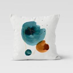 Abstract Cushion Cover-Geometric Turquoise Pillow Case-Garden Party Cushion Cover-Housewarming Case-Gift For Her-Handmade Material - thumbnail 4