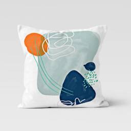 Abstract Cushion Cover-Geometric Turquoise Pillow Case-Garden Party Cushion Cover-Housewarming Case-Gift For Her-Handmade Material - thumbnail 3