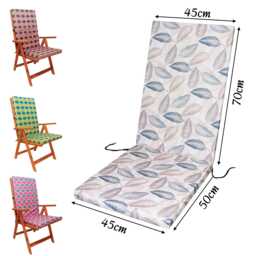 1Pc Water-Resistant High Back Chair Pad Firm Support Printed Outdoor Garden Seat With Removable Washable Cover - Chairs Not Included - thumbnail 1