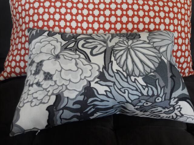 "Schumacher Chiang Mai Dragon Pillow Cover ""Smoke" - image 1