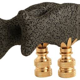 Pumice Fish Lamp Finials On Brass Hardware - A Matching Pair in Black & Gold - thumbnail 4