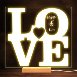 Love Letters With Heart Valentine's Day Personalised Gift Warm Lamp Night Light