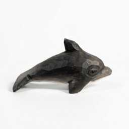 Hand Carved Wooden Dolphin Figurine, Rustic Coastal Decor, Ocean Animal Art Sculpture, Nautical Nursery Unique Gift For Beach Lover - thumbnail 3