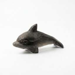 Hand Carved Wooden Dolphin Figurine, Rustic Coastal Decor, Ocean Animal Art Sculpture, Nautical Nursery Unique Gift For Beach Lover - thumbnail 2