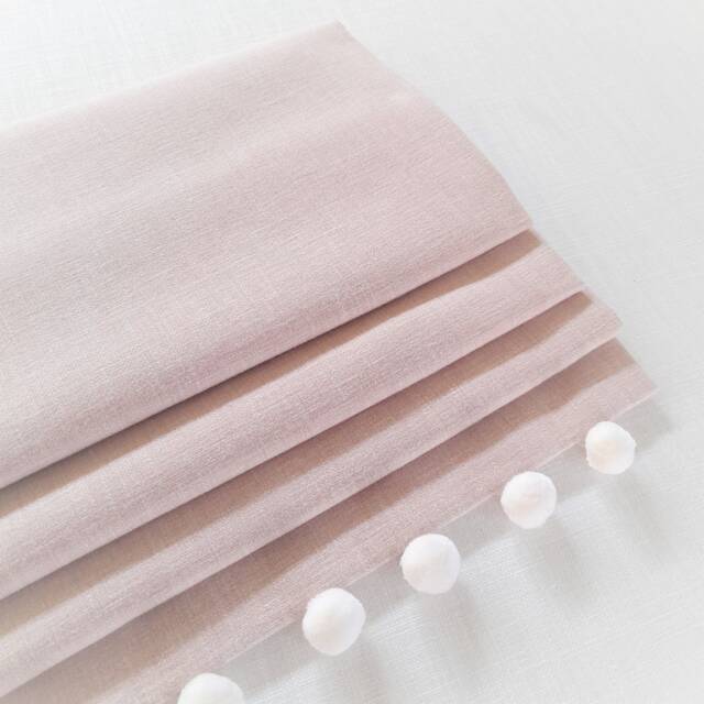 Soft Pink Roman Blind With White Pom Trim & Blackout Lining - image 1