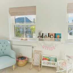 Soft Pink Roman Blind With White Pom Trim & Blackout Lining - thumbnail 2